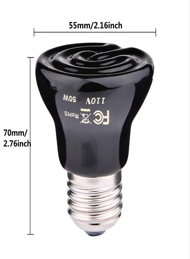 Qixivcom 2-Packs 50W Black Ceramic Heat Lamp Mini Reptile Heat Lamp Bulbs E26/E27 Infrared Reptile Heat Emitter Heater Lamp Bulb No Light Lamps for Lizard Brooder Coop Aquarium Habitat Lizard Turtle - Image 2