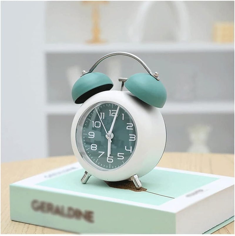 Invite Enterprise Invite Classic Retro Double Bell Alarm Clock, Silent Motion, High Volume, Suitable for Students and Children's Study, Bedroom Cute Alarm Clock (Green, 9*12.5cm/3.5*4.9in) - Image 1