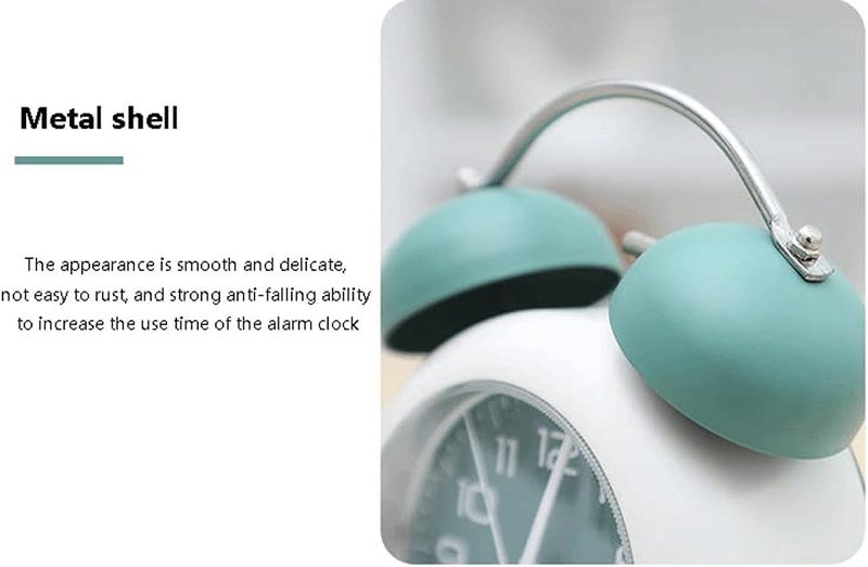 Invite Enterprise Invite Classic Retro Double Bell Alarm Clock, Silent Motion, High Volume, Suitable for Students and Children's Study, Bedroom Cute Alarm Clock (Green, 9*12.5cm/3.5*4.9in) - Image 5