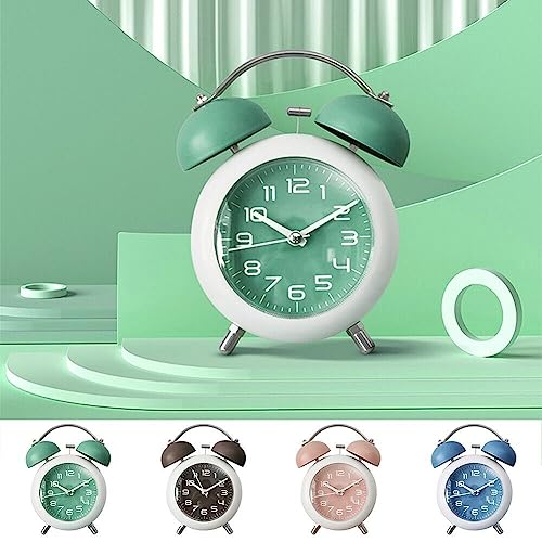 Invite Enterprise Invite Classic Retro Double Bell Alarm Clock, Silent Motion, High Volume, Suitable for Students and Children's Study, Bedroom Cute Alarm Clock (Green, 9*12.5cm/3.5*4.9in) - Image 2