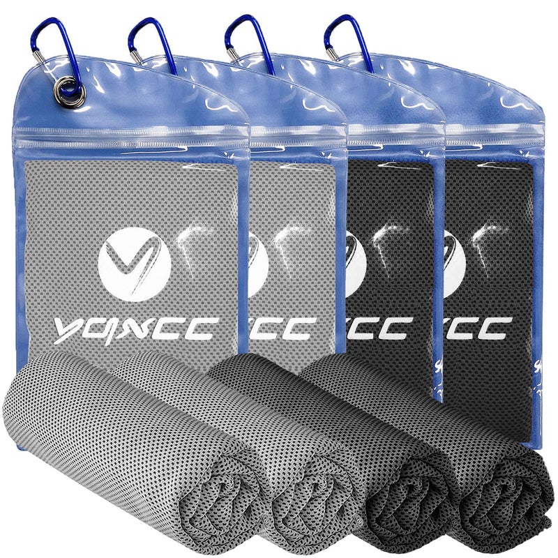 YQXCC 4 Pack Cooling Towels 40x12 Cool Towel Cold Towel Microfiber Soft Breathable Chilly Ice Towel for Sport Yoga Golf Gym Camping Running Fitness Workout  More Activities