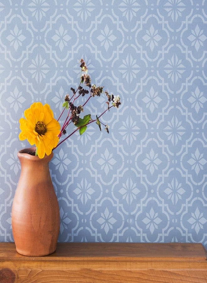 جي جي أس أس ديزاينز قوالب بلاط قابلة لإعادة الاستخدام من GSS Designs مقاس 12 × 12 بوصة مقطوعة بالليزر، قوالب طلاء للأرضيات والجدران والأقمشة والأثاث، قوالب خرسانية مزخرفة للفناء - Image 2