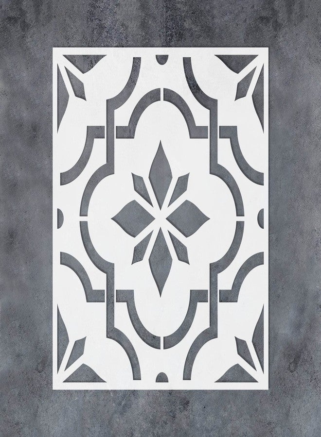 جي جي أس أس ديزاينز قوالب بلاط قابلة لإعادة الاستخدام من GSS Designs مقاس 12 × 12 بوصة مقطوعة بالليزر، قوالب طلاء للأرضيات والجدران والأقمشة والأثاث، قوالب خرسانية مزخرفة للفناء - Image 1