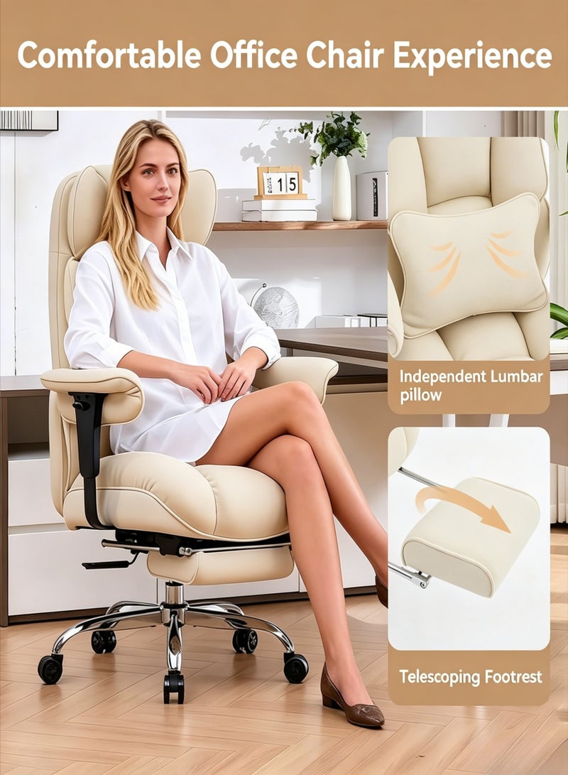 AETHER Big And Tall Office Chair With Footrest - Breathable Mesh Executive Chair Heavy Duty Computer Desk Chair For Home Office Ergonomic Lumbar Support & Reclining Mesh Gaming Chair  (White) - Image 4