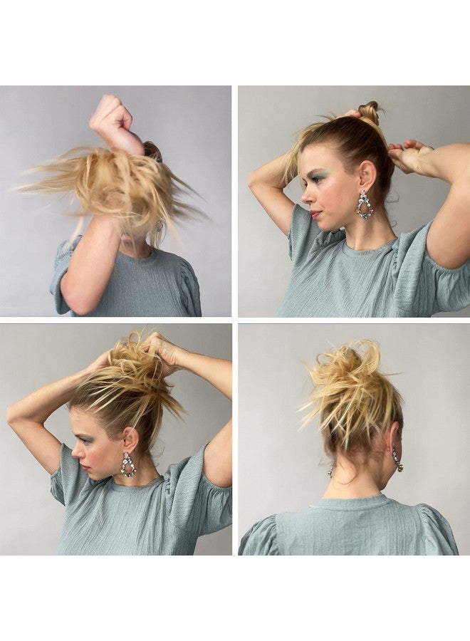 CAISHA By Prettyshop Hairpiece Scrunchy Updo Bridal Hairstyle Voluminous Slightly Wavy Messy Bun Brown Gray Mix G25E - Image 5