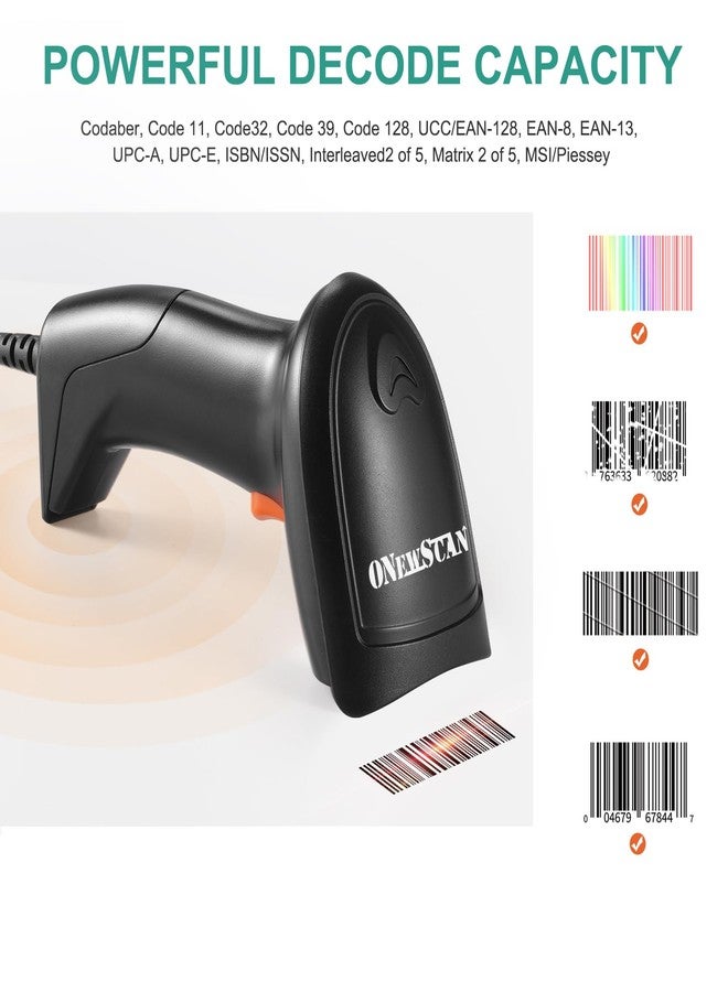 onewscan USB Barcode Scanner, 1D Laser Wired Handheld Bar Code Scanner for Mobile Payment, Convenience Store, Supermarket, Warehouse - Image 2