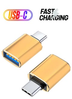 erorex USB C to USB 3.0 Adapter (2 Pack),USB Type-C to USB,USB C Female to USB Male Adapter OTG Converter for MacBook Pro 2023 iMac iPad Mini 6/Pro and Other Type C or Thunderbolt 4/3 Devices Space (Gold) 