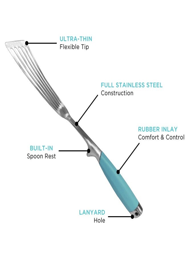Toadfish 14.5'' Ultimate Nonstick Fish Spatula, Stainless Steel Metal Spatula, Slotted Turner Perfect for Cooking Seafood on the Grill or Kitchen - Image 2