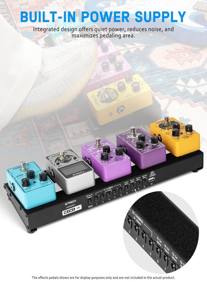 STRICH Guitar Pedalboard with Integrated Power Supply, Small Pedal Board 15 x 5.1 Inch, 1.3 LB, Lightweight Aluminium Alloy, Bag, Velcro Strips PB-M15 - Image 2