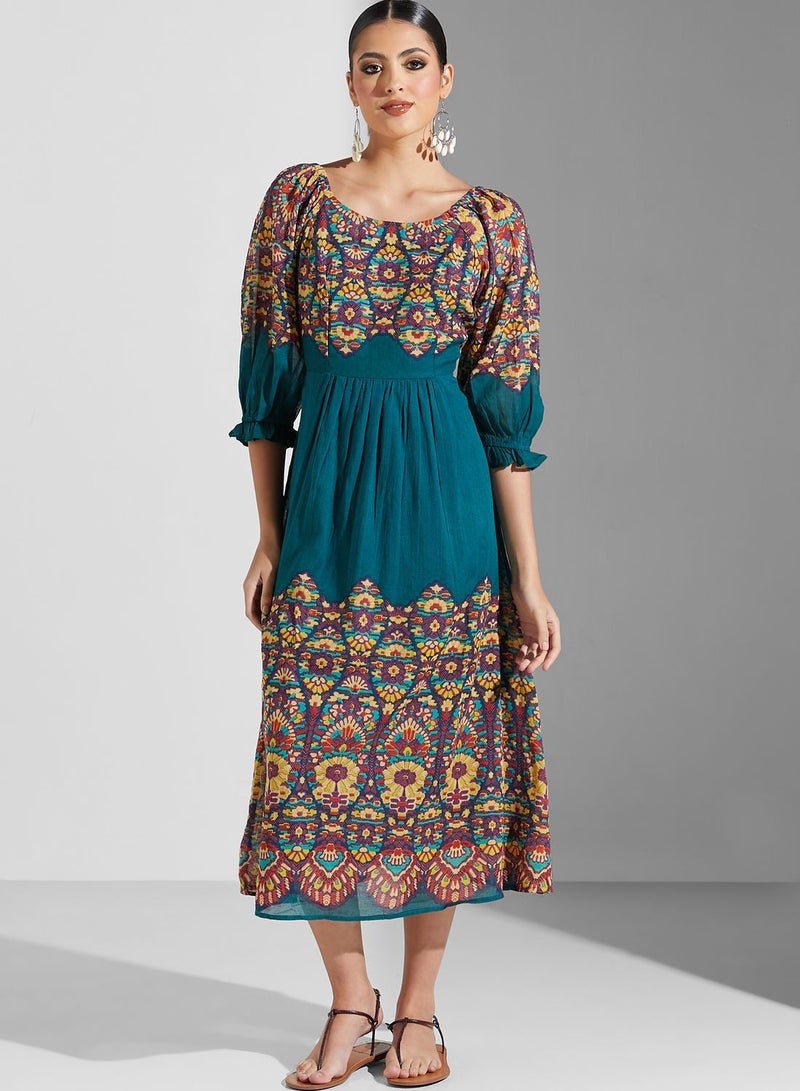 Label RITU KUMAR Floral Print Midi Dress  - Image 4