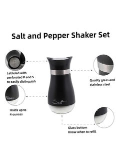 Oasisgalore 2Pcs Salt and Pepper Shaker Set,Stainless Steel Salt Dispenser, Salt Containers with Rack 3.4Oz Refillable Salt Pepper Shaker Set for Kitchen,Salt and Pepper Shaker Set  - Image 4