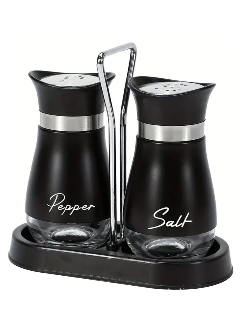 Oasisgalore 2Pcs Salt and Pepper Shaker Set,Stainless Steel Salt Dispenser, Salt Containers with Rack 3.4Oz Refillable Salt Pepper Shaker Set for Kitchen,Salt and Pepper Shaker Set  - Image 3
