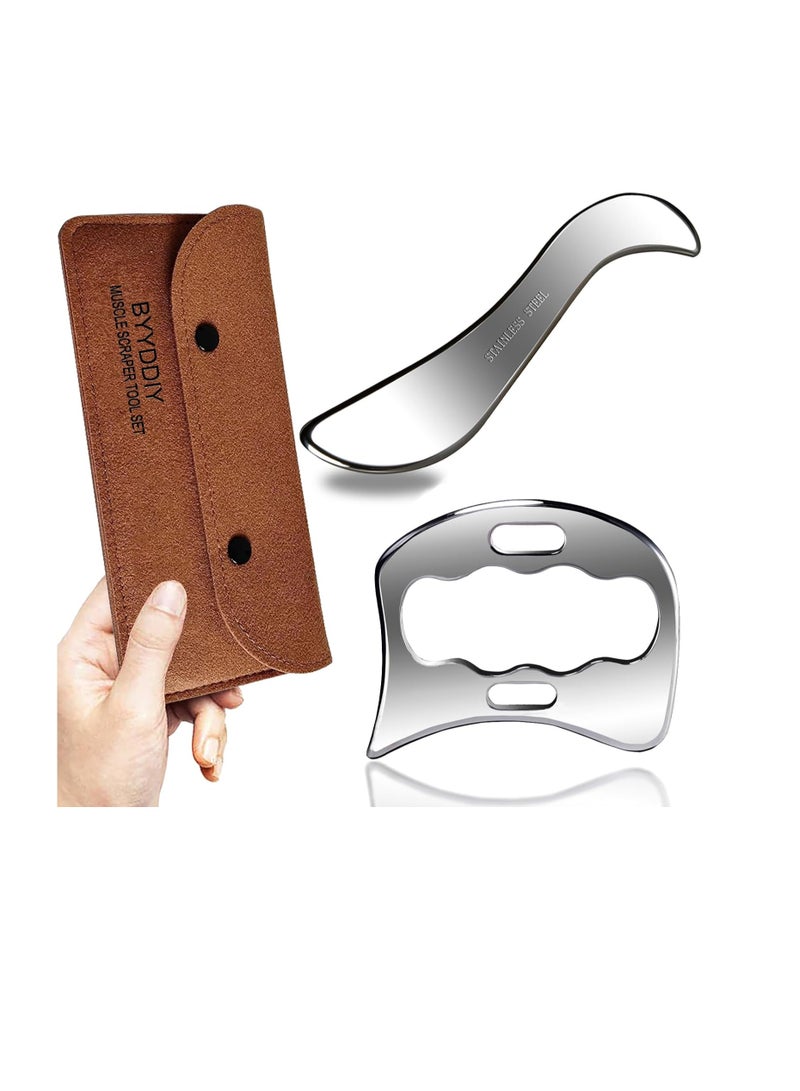 general 2 in 1 Stainless Steel Muscle Scraper Tools Set Gua Sha Massage Scraper Scraping Tool - Image 1