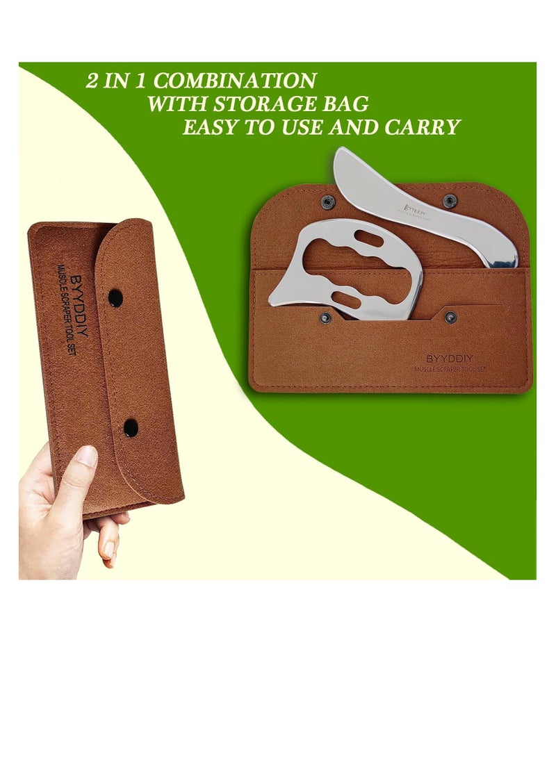 general 2 in 1 Stainless Steel Muscle Scraper Tools Set Gua Sha Massage Scraper Scraping Tool - Image 2
