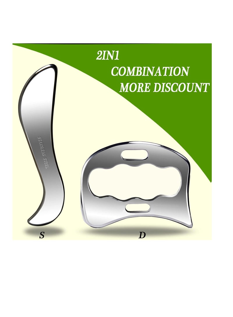general 2 in 1 Stainless Steel Muscle Scraper Tools Set Gua Sha Massage Scraper Scraping Tool - Image 3