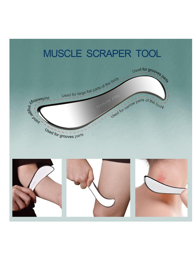 general 2 in 1 Stainless Steel Muscle Scraper Tools Set Gua Sha Massage Scraper Scraping Tool - Image 5