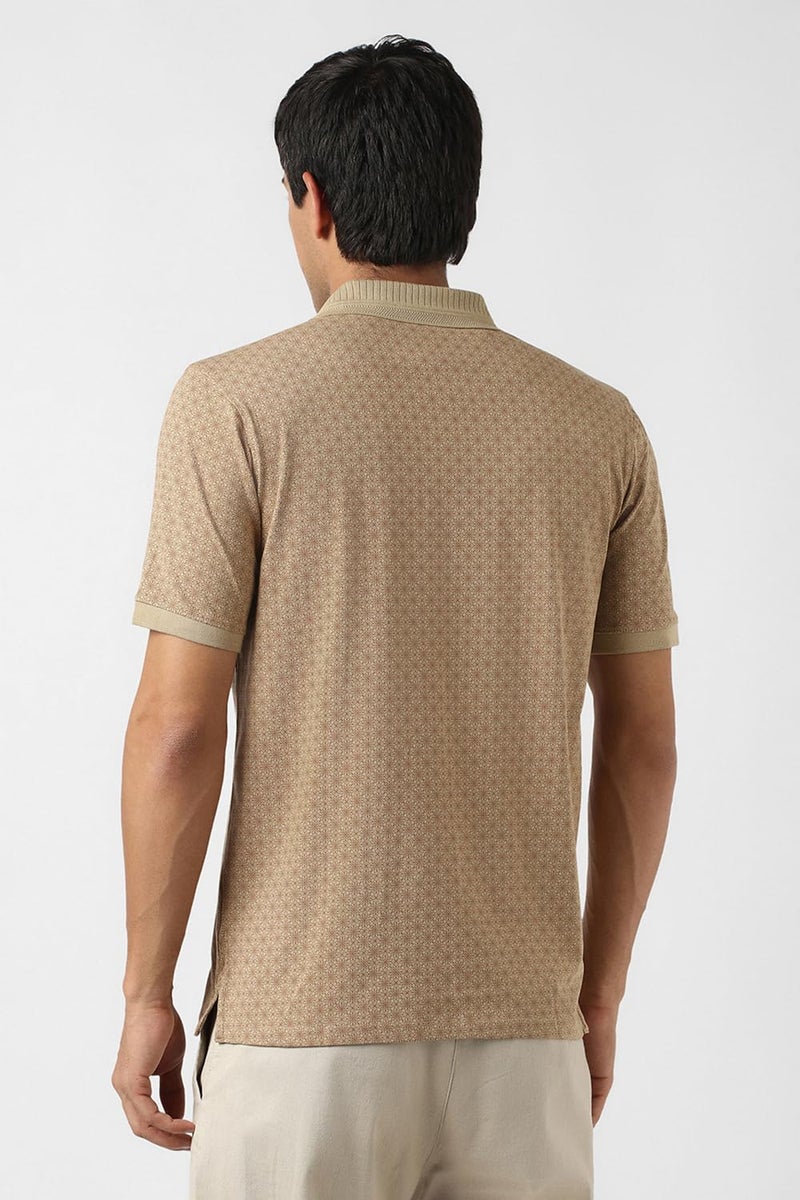 Peter England_Mens__T Shirt Beige - Image 3
