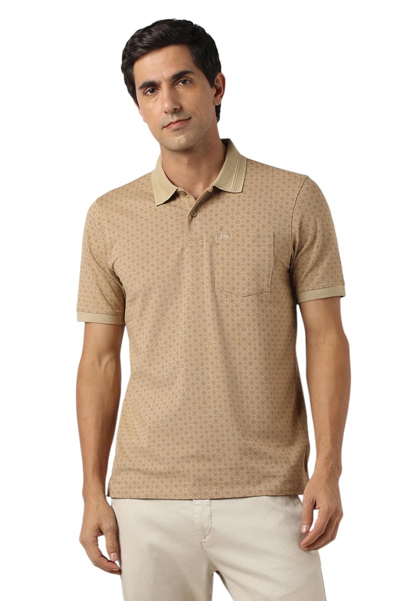Peter England_Mens__T Shirt Beige - Image 1