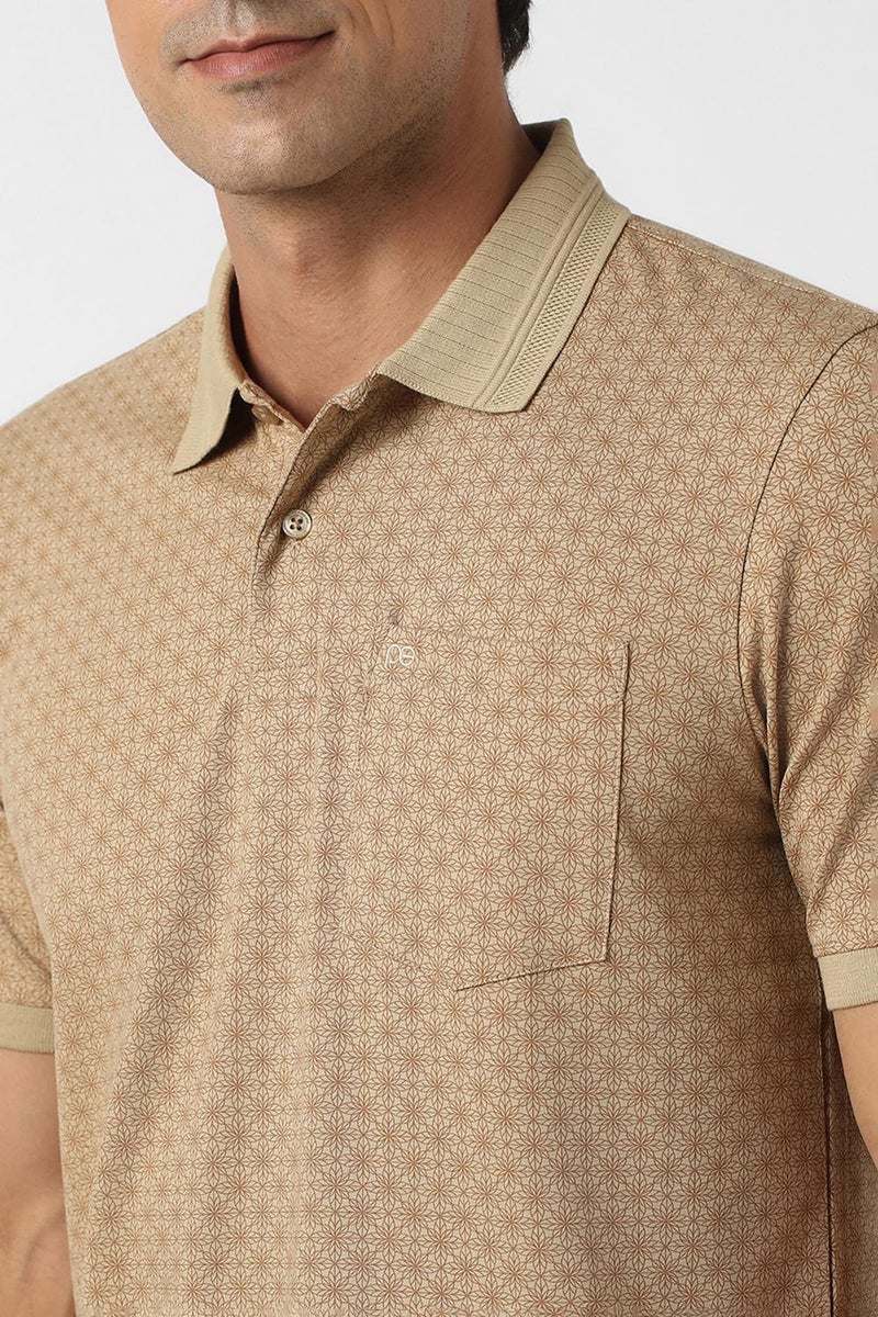 Peter England_Mens__T Shirt Beige - Image 4