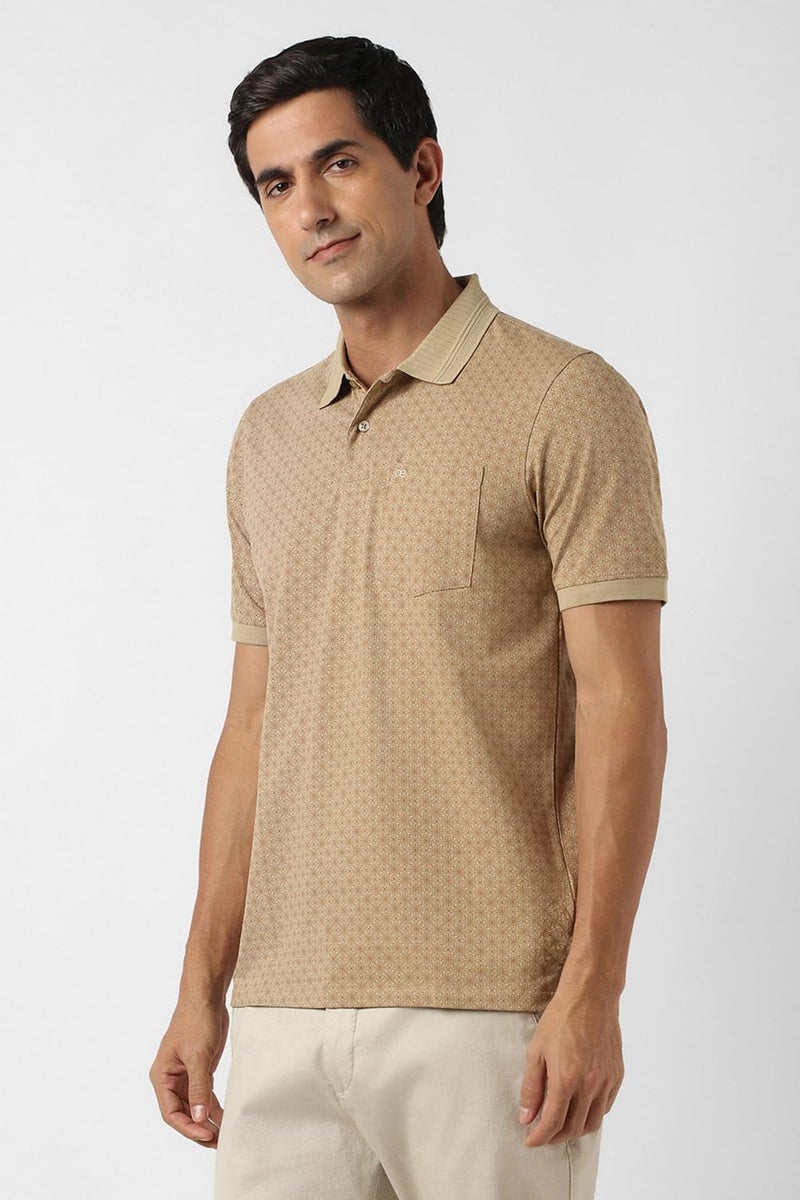Peter England_Mens__T Shirt Beige - Image 2