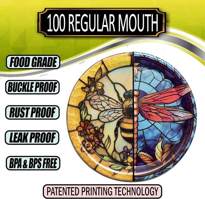 Supa Ant Canning Lids Regular Mouth (100pcs) Decorative Tin Canning Lids Regular Mouth (Glass Window) Buckle Proof and Rust Proof - Perfect Fit Can Lid for Mason Jars Canning Supplies - Image 4