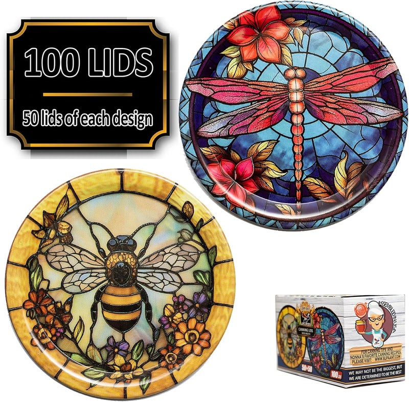 Supa Ant Canning Lids Regular Mouth (100pcs) Decorative Tin Canning Lids Regular Mouth (Glass Window) Buckle Proof and Rust Proof - Perfect Fit Can Lid for Mason Jars Canning Supplies - Image 2