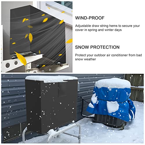 KLOLKUTTA Mini Split Air Conditioner Covers for Outside Units, Rectangular A/C Condenser Cover for Outdoor Compressor Defender with Vent Hole Fits Up to 37.8 x 16.5 x 32.6 Inches - Image 3