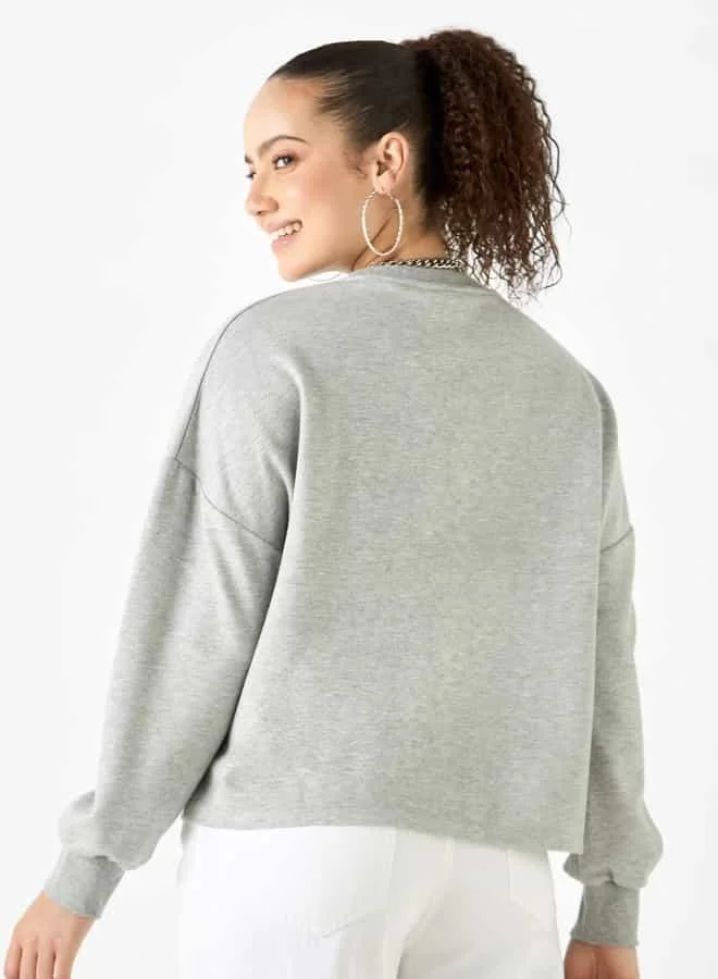 SP Characters Mickey Mouse Print Crew Neck Sweatshirt with Long Sleeves