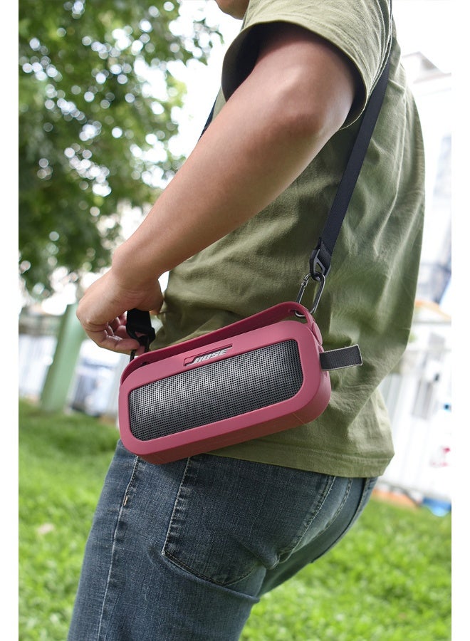 Silicone Speaker Case Cover, Compatible with New Bose SoundLink Flex Case, Protective Waterproof Soft Skin, Replacement Bluetooth Speakers Travel Carrying Case with Keychain Hook (Red) - Image 3