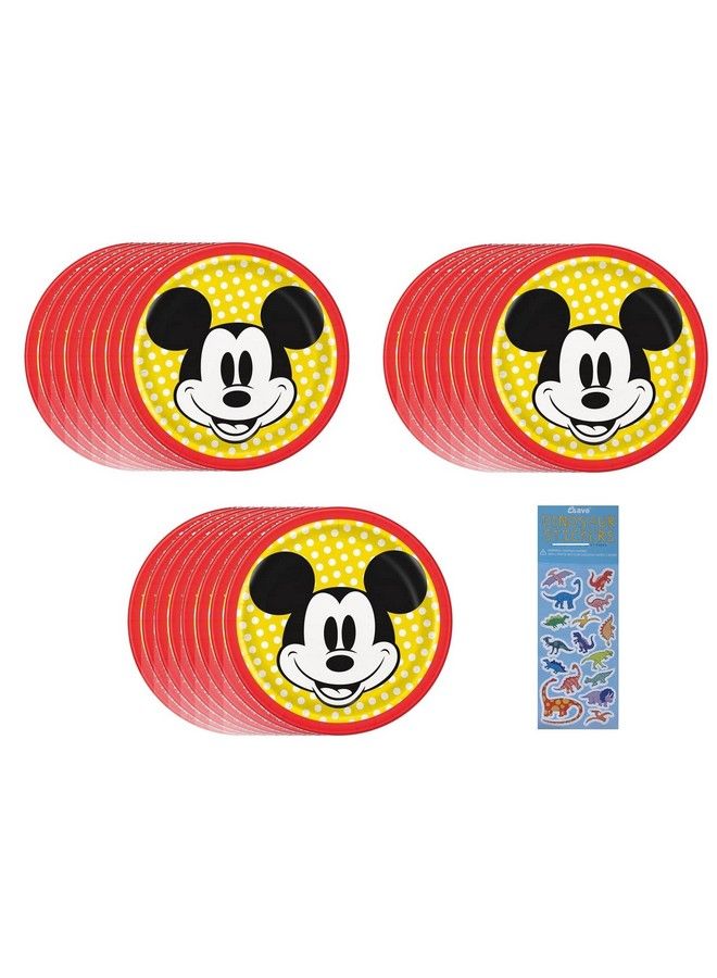 Unique Mickey Mouse Birthday Party Supplies Bundle Pack Includes 24 Dessert Cake Paper Plates - Image 2