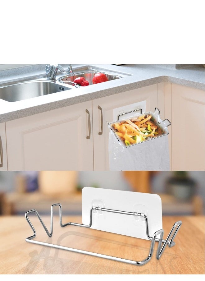 Generic Trash Bag Holder, Large Stainless Steel Trash Bag Holder for Kitchen Cabinets Doors and Cupboards, Under Sink Bag Holder, Garbage Bag Holder, Kitchen Waste Can, Kitchen Trash Cans  - Image 1