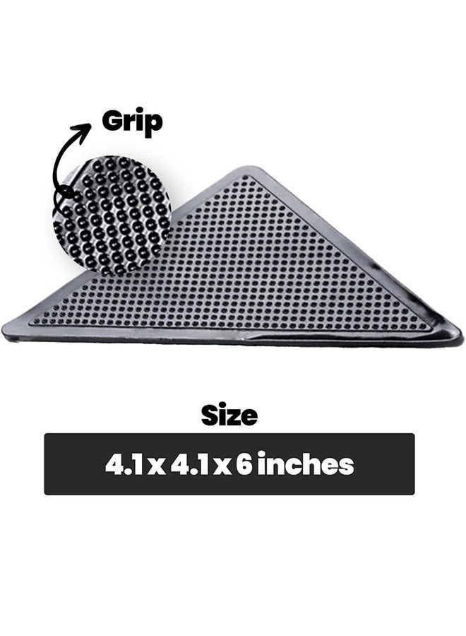 Carpet Stickers (4 Pcs), Anti Slip Rug Holder Reusable Washable Rug Stickers for Area Rugs, Dual Sided Adhesive Rug Stopper Keep Corners Flat (Black)  - Image 3