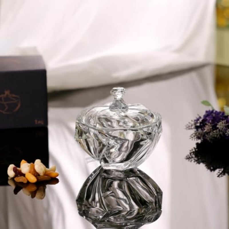 Glass 2pc Sugar Bowl Sugar Candy With Cover Macao Design dia 124mm for Tableware Home Transparent Glass Jar With Cover - Image 5