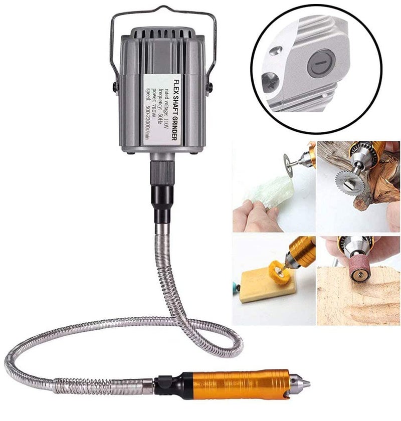 VOTOER Rotary Tool Flex Shaft Hanging Grinder Carver Electric Multi-function Metalworking Tools Repair Kit, Foot Pedal Control, 780W Strong Power, Metal Flexible Shaft, 23000 RPM - Image 5