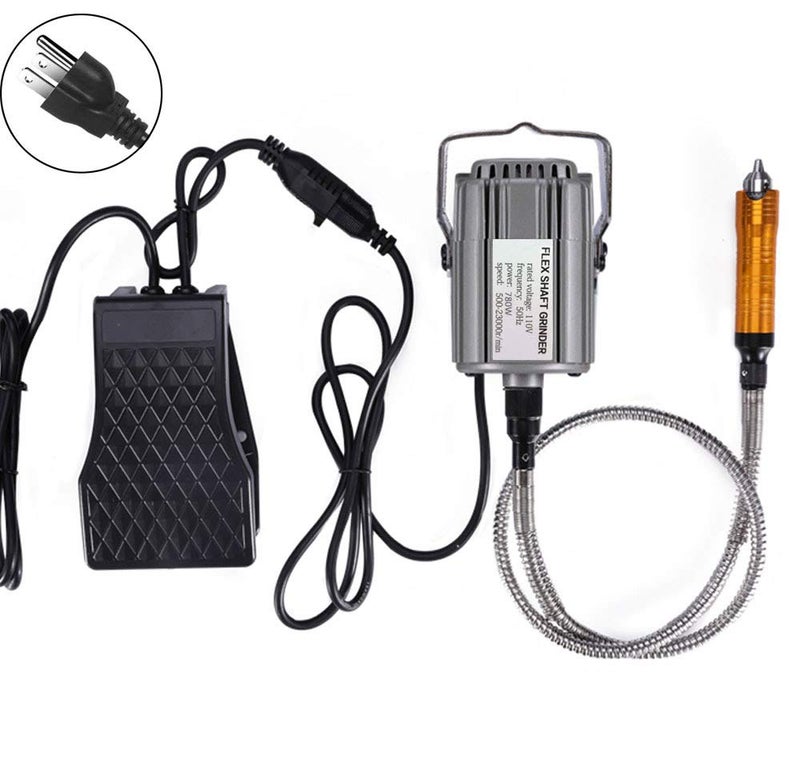VOTOER Rotary Tool Flex Shaft Hanging Grinder Carver Electric Multi-function Metalworking Tools Repair Kit, Foot Pedal Control, 780W Strong Power, Metal Flexible Shaft, 23000 RPM - Image 2