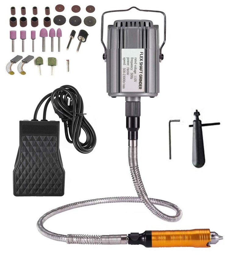 VOTOER Rotary Tool Flex Shaft Hanging Grinder Carver Electric Multi-function Metalworking Tools Repair Kit, Foot Pedal Control, 780W Strong Power, Metal Flexible Shaft, 23000 RPM - Image 1