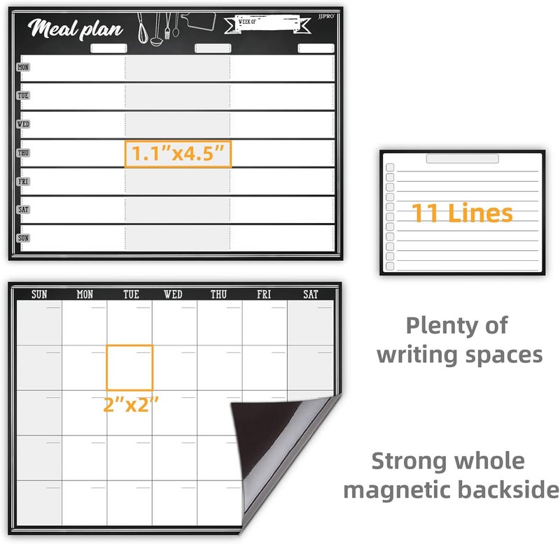JJPRO Magnetic Monthly Calendar and Meal Planning Board Set for Fridge-Dry Erase Monthly Calendar for Refrigerator, Menu Whiteboard -Bonus to-do Notepad - Image 5