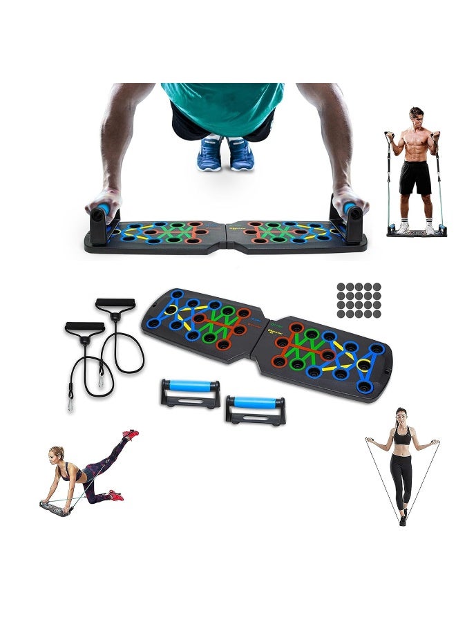 14 في 1 دفع حتى المجلس, المحمولة ضغط قضبان للرجال, العضلات ماكس دفع المجلس, قابل للطي صالة رياضية المنزل ممارسة المجلس, مكافحة الانزلاق وقوف التمرين المجلس مع فرق المقاومة - Image 1