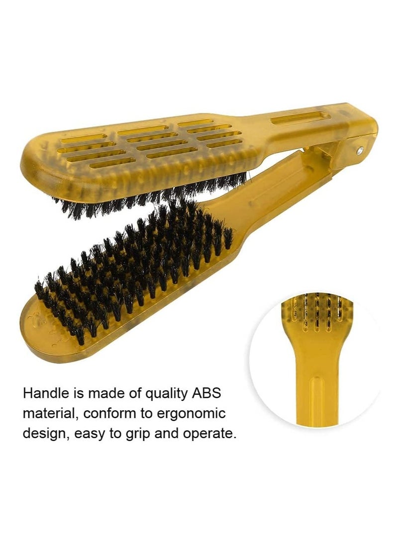 SYOSI - Hair Straightener Brush Hair Straightening Comb Double Sided Brush Clamp Straightener Anti-static Dual-Brush Comb Professional V Shaped Clamp Styling Comb Hairdressing Tool for Home and Travel - Image 1