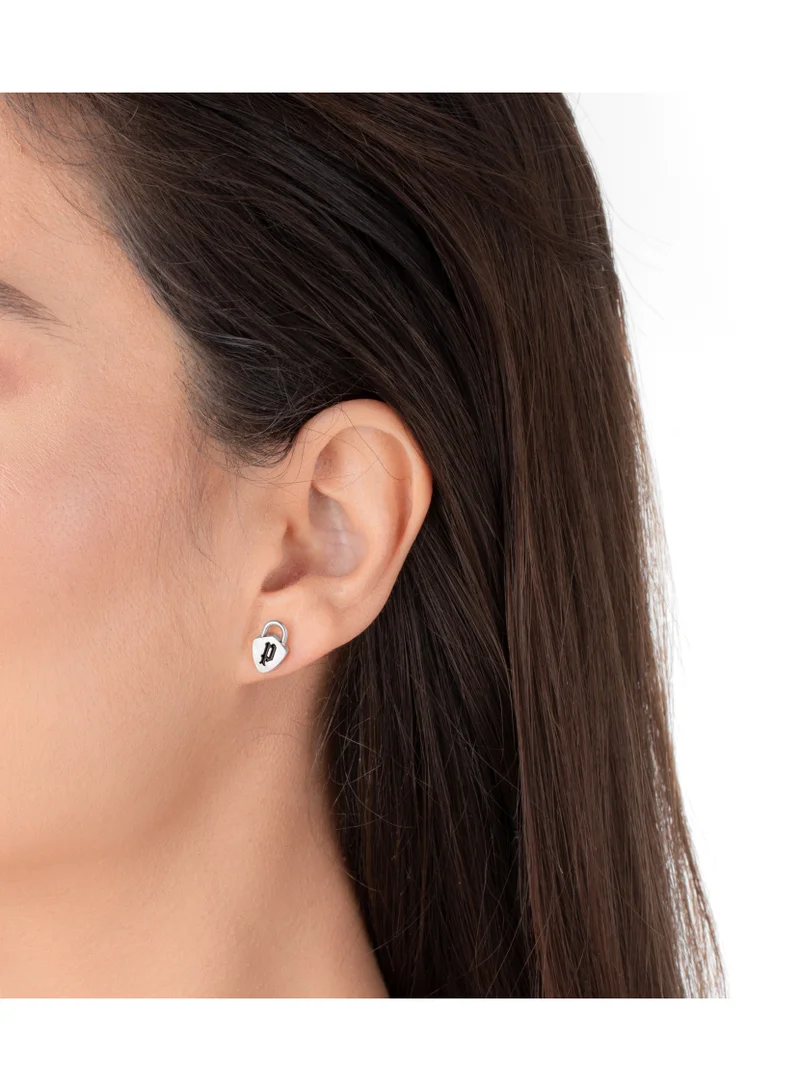 POLICE Cambria Stainless Steel Padlock Stud Earrings For Women