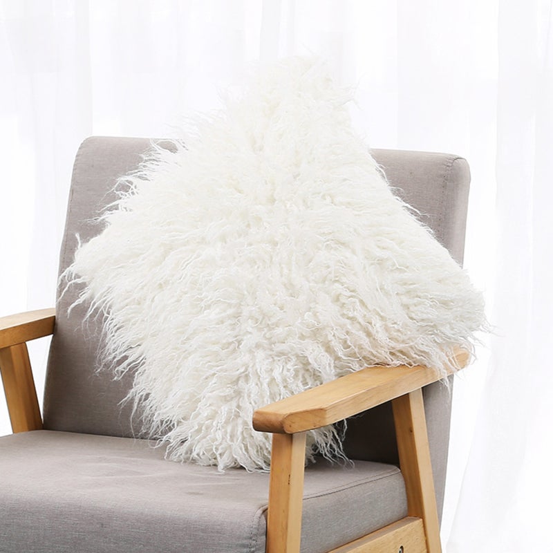 Faux Fur Pillow Cover: 1 Pack Hidden Zipper Design - Less Shedding Soft Durable Plush Cushion Cover for Home Decor Living Room Bedroom Sofa - Image 1
