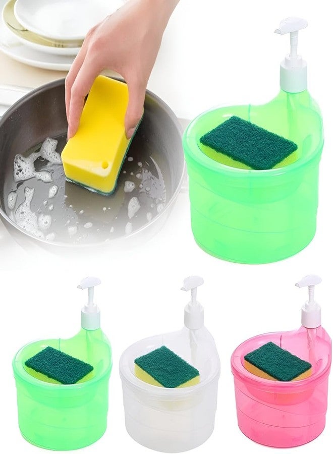 NEXORA Kitchen Soap Dispenser with Sponge Holder, Manual Press Liquid Dispenser Container for Sink Countertop - Image 5