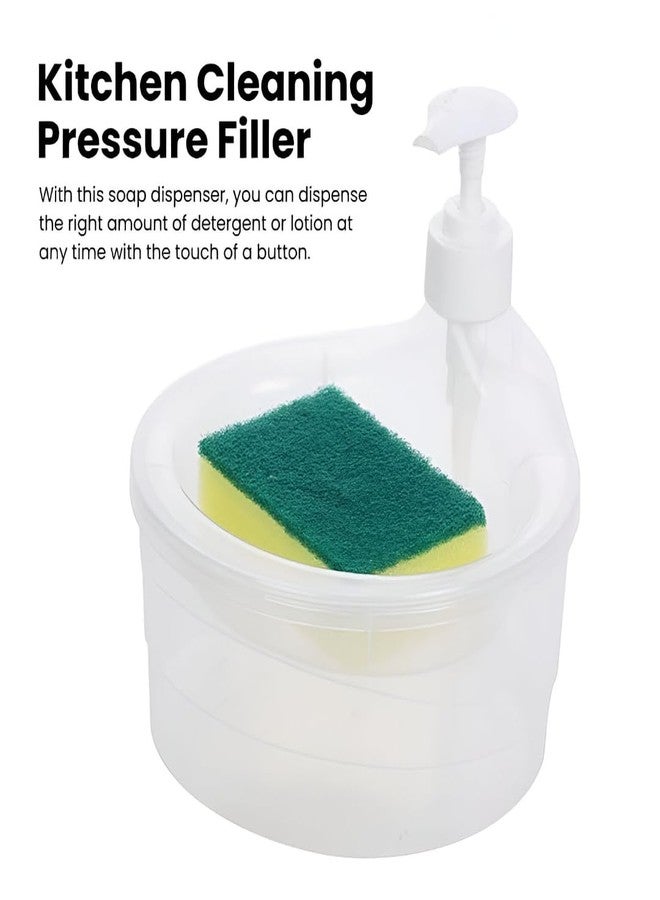 NEXORA Kitchen Soap Dispenser with Sponge Holder, Manual Press Liquid Dispenser Container for Sink Countertop - Image 4