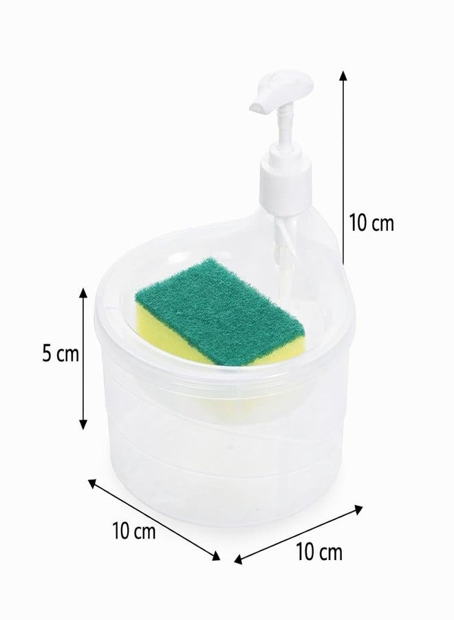 NEXORA Kitchen Soap Dispenser with Sponge Holder, Manual Press Liquid Dispenser Container for Sink Countertop - Image 2