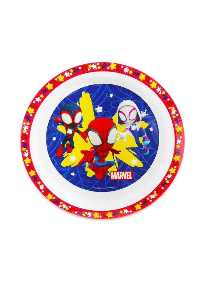 Spider-Man Spidey and His Amazing Friends Dinnerware Set for Kids, Toddlers - 3 Pc Kitchen Accessories Bundle with Spidey and Friends Dinner Plate, Cup, Stickers, More | Spidey Flatware Set  - Image 2