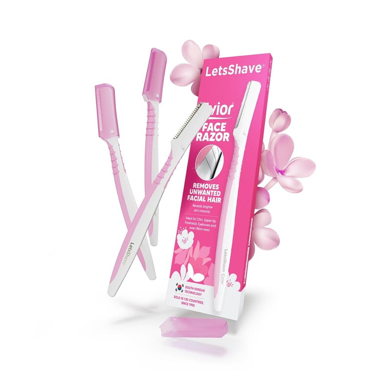 Lets Shave Evior Reusable Face Razor for Women Facial Hair- 3 Razors | Instant & Painless Hair Removal | For Eyebrows, Upper Lip, Forehead, Peach Fuzz, Chin and Sideburns | Dermaplaning Tool - Image 1