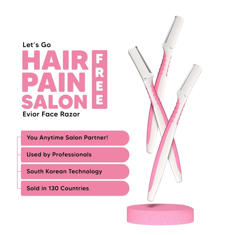 Lets Shave Evior Reusable Face Razor for Women Facial Hair- 3 Razors | Instant & Painless Hair Removal | For Eyebrows, Upper Lip, Forehead, Peach Fuzz, Chin and Sideburns | Dermaplaning Tool - Image 2