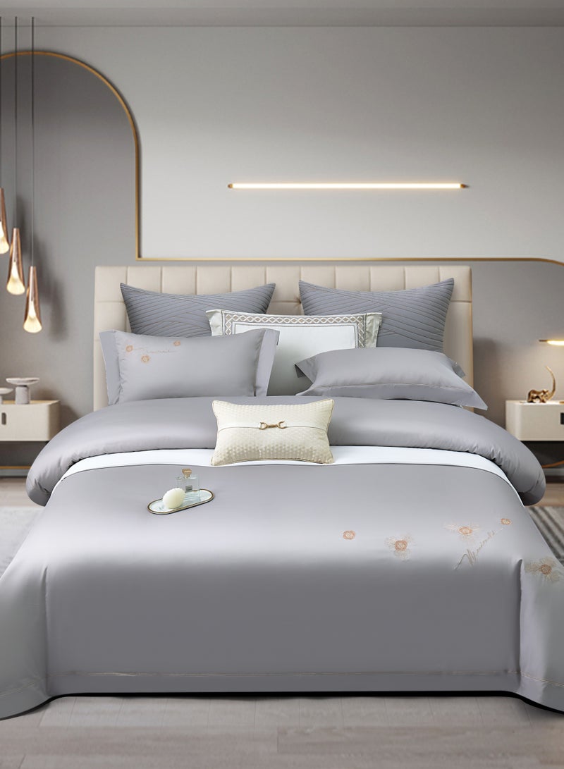 60s Light Luxury Embroidery Melna Grey 200 * 230cm Bed Set of Four Pieces  - Image 1
