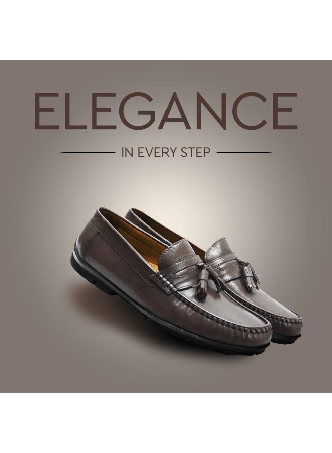 MONT HAWK Men’s Genuine Leather Tassel Moccasin Loafers – Handstitched Slip-On Penny Loafers with Cushioned Insole & Durable TPR Sole for Office, Business, Casual, Driving & Wedding Wear - Image 4