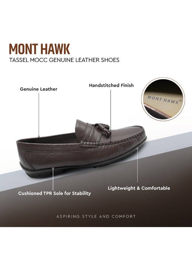 MONT HAWK Men’s Genuine Leather Tassel Moccasin Loafers – Handstitched Slip-On Penny Loafers with Cushioned Insole & Durable TPR Sole for Office, Business, Casual, Driving & Wedding Wear - Image 2